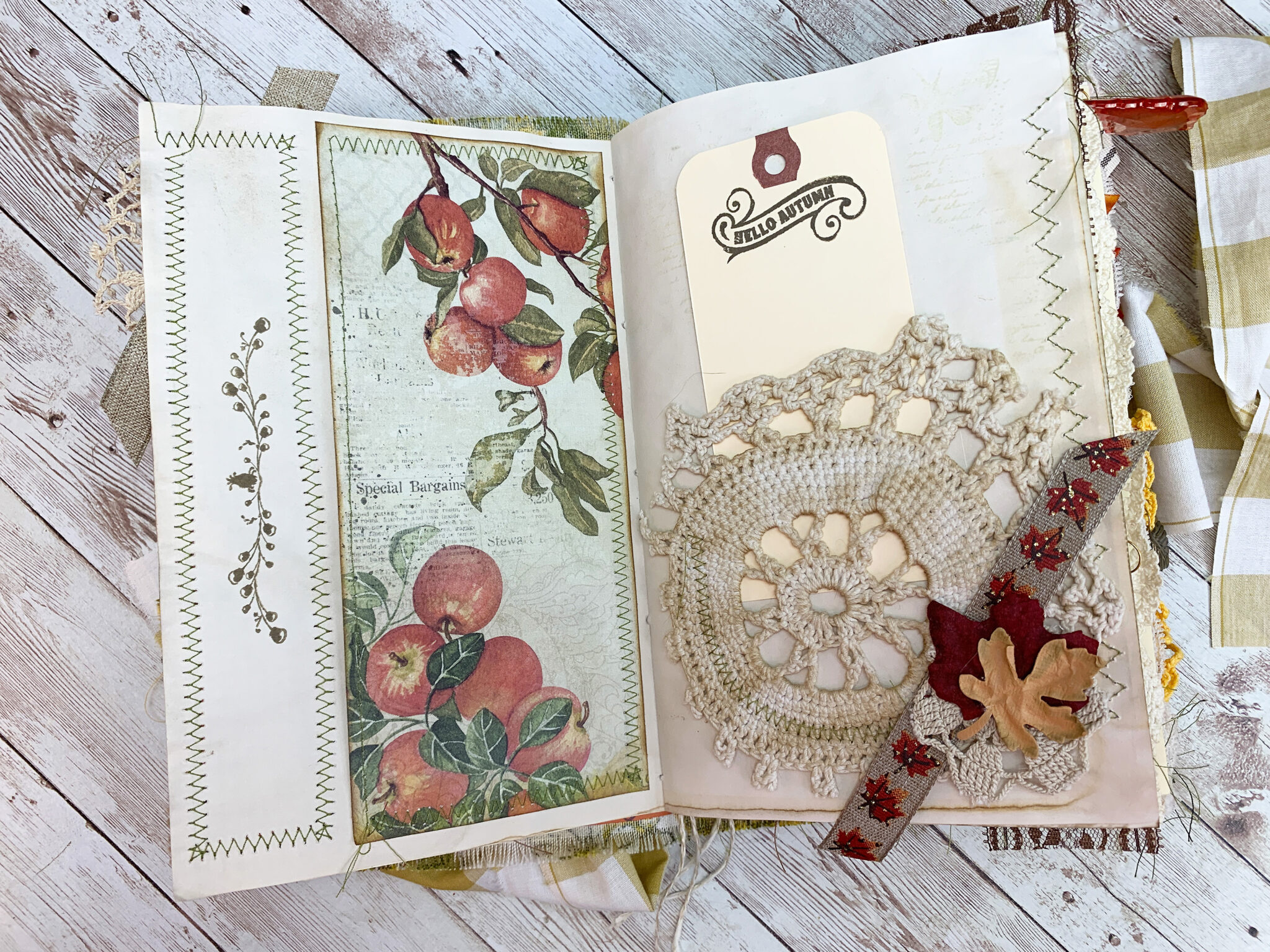 Autumn junk journal for sale Botanical junk book Thick large