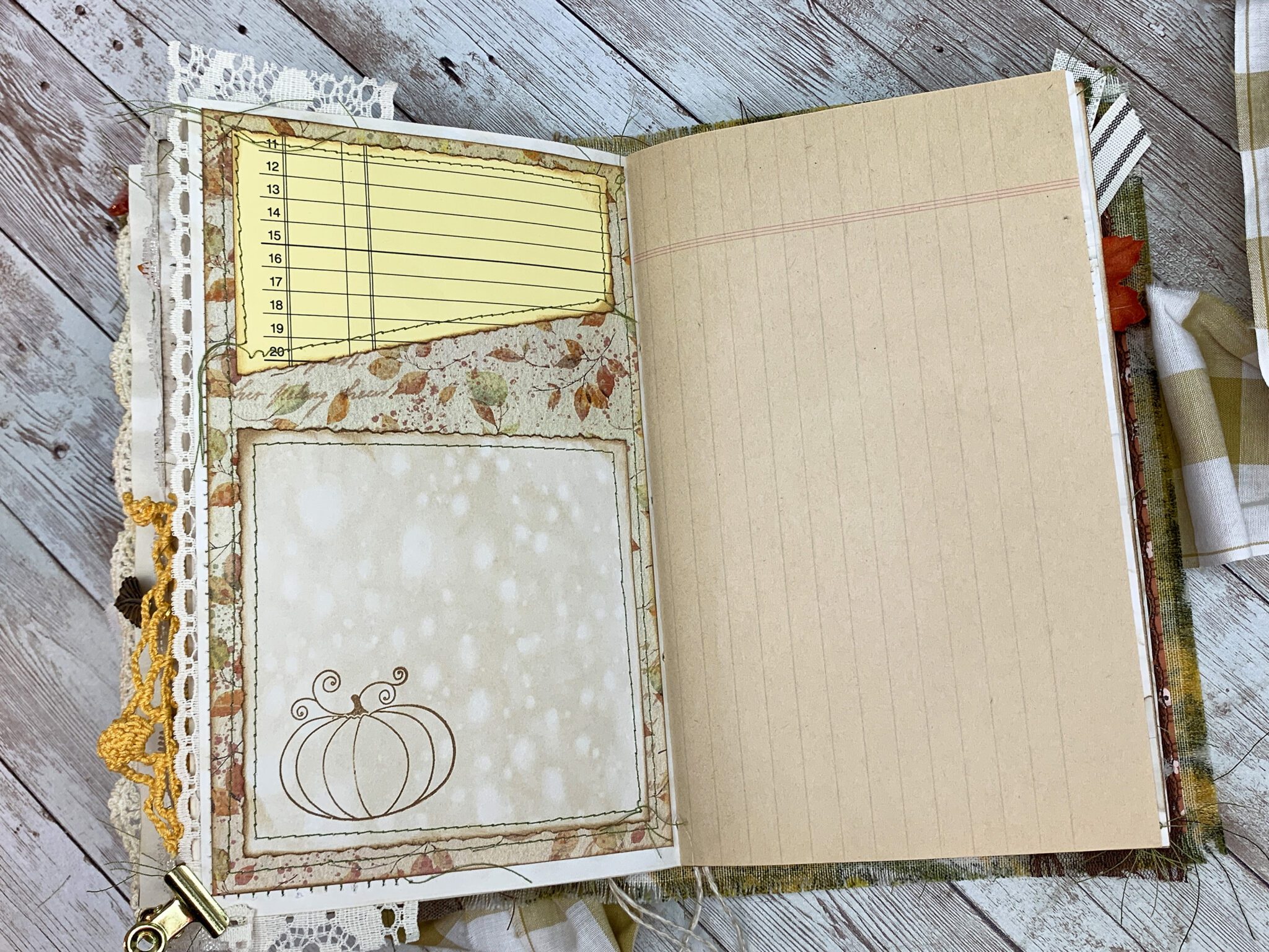 Autumn junk journal for sale Botanical junk book Thick large