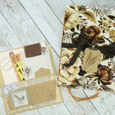 Vintage Small Brown Floral Blank Journal - 8.5x6 Size