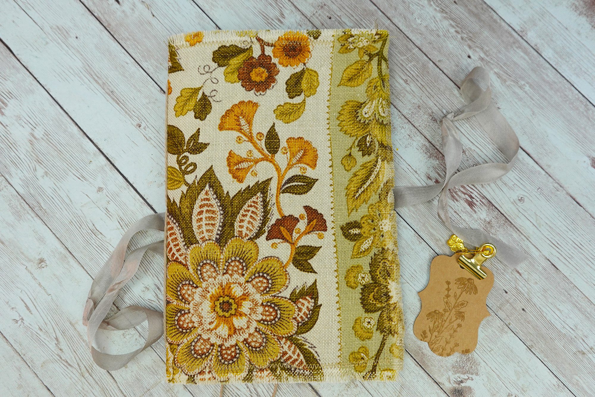 Vintage Green Floral Blank Journal - Image 3